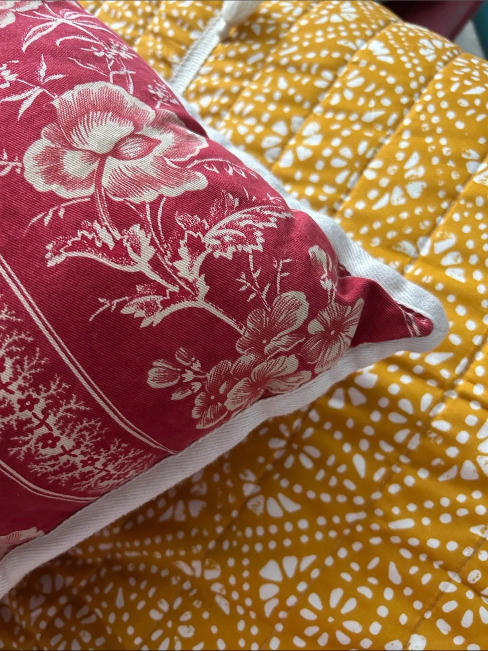 Chaps Red Floral Stripe Accent Pillow Telluride Red 18x18
